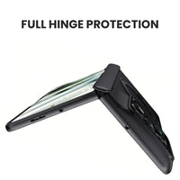 Buy Full-Body Matte Armor for Moto Razr Fold: 360° Rotating Stand, Hinge Shield & MagSafe - AXIS at Caseles-Motorola Razr Fold, HD Clear-Black