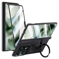 Buy Full-Body Matte Armor for Moto Razr Fold: 360° Rotating Stand, Hinge Shield & MagSafe - AXIS at Caseles-Motorola Razr Fold, HD Clear-Black