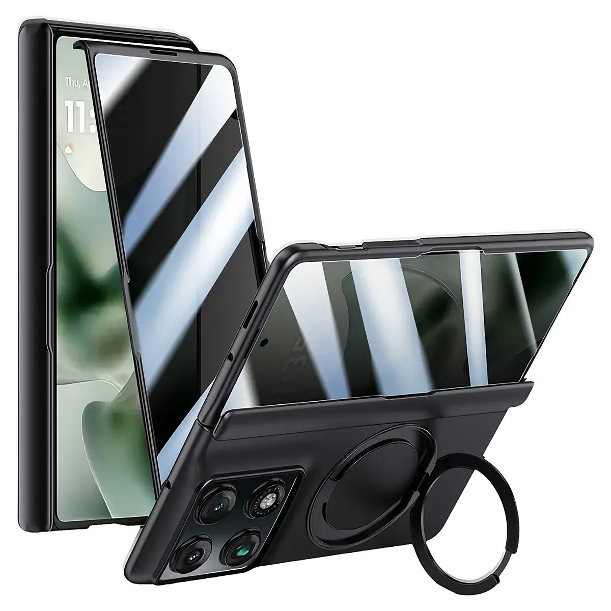 Buy Full-Body Matte Armor for Moto Razr Fold: 360° Rotating Stand, Hinge Shield & MagSafe - AXIS at Caseles-Motorola Razr Fold, Privacy-Black
