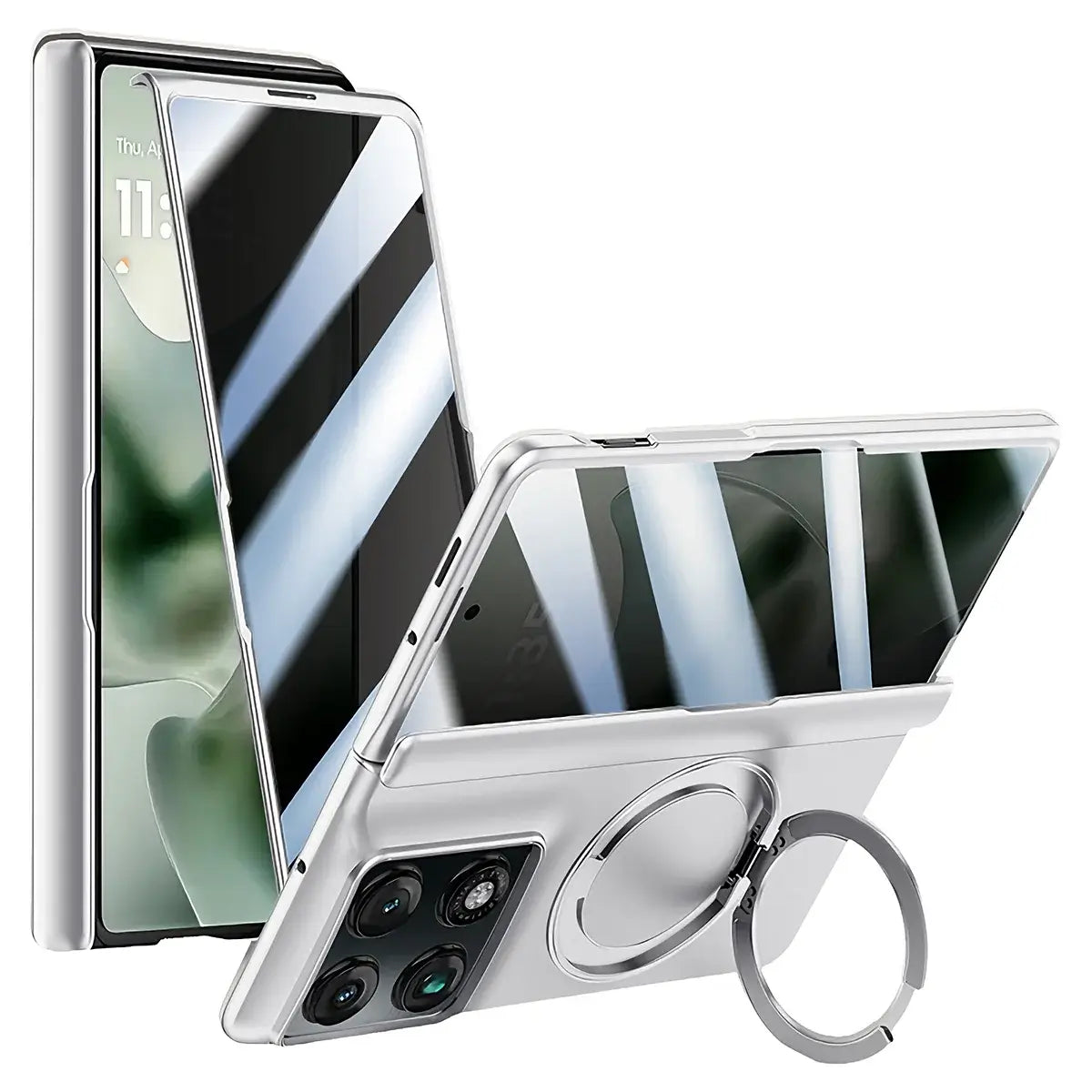 Buy Full-Body Matte Armor for Moto Razr Fold: 360° Rotating Stand, Hinge Shield & MagSafe - AXIS at Caseles-Motorola Razr Fold, Privacy-White