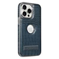Buy Magnetic PU Leather Case for iPhone Series, Slim Fit Shockproof Back Cover with Integrated Kickstand & Wireless Charging Support - AXON at Caseles-iPhone 17 Pro Max, Blue