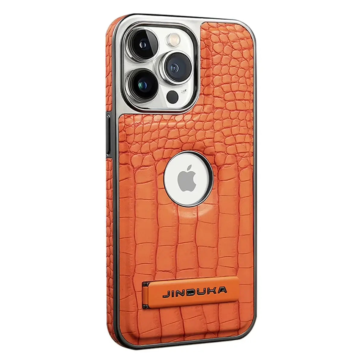 Buy Magnetic PU Leather Case for iPhone Series, Slim Fit Shockproof Back Cover with Integrated Kickstand & Wireless Charging Support - AXON at Caseles-iPhone 17 Pro Max, Orange