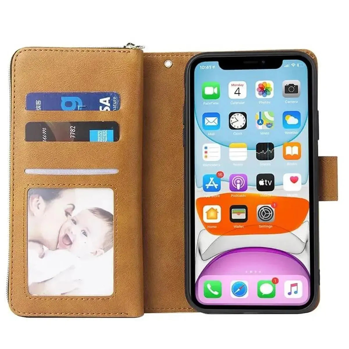 Buy Classic Wallet Phone Case, 9 Card Slots, Premium Leather, Credit Card Holder, Shockproof Case , BALDER at Caseles-iPhone 17 Pro Max, Balder-Black