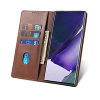 Buy Magnetic Folio Wallet Phone Case, Premium Leather, Credit Card Holder, Magnetic Closure, Flip Kickstand Shockproof Case,Barnett at Caseles-Samsung Galaxy S25 Ultra, Barnett-Coffee