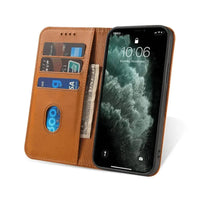 Buy Magnetic Folio Wallet Phone Case, Premium Leather, Credit Card Holder, Magnetic Closure, Flip Kickstand Shockproof Case, Barnaby at Caseles-iPhone 16 Pro Max, Barnaby-Brown
