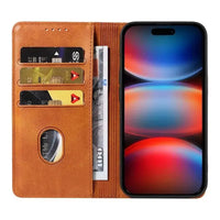 Buy Magnetic Folio Wallet Phone Case, Premium Leather, Credit Card Holder, Magnetic Closure, Flip Kickstand Shockproof Case, Barnaby at Caseles-iPhone 17 Pro Max, Barnaby-Brown