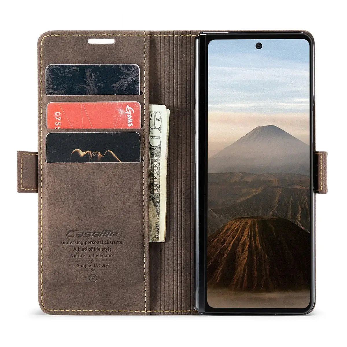 Buy Zipper Wallet Case for Galaxy Z Fold, Multi-Card Slots Leather Cover with Kickstand & 360° Full Protection - BERKELEY at Caseles-Samsung Galaxy Z Fold 7, BJM-Black