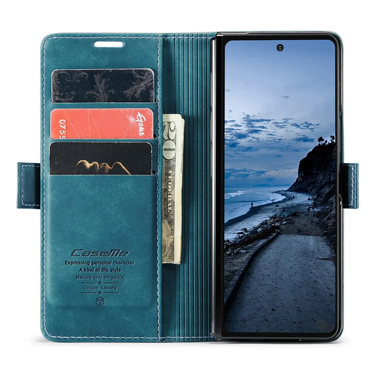 Buy Zipper Wallet Case for Galaxy Z Fold, Multi-Card Slots Leather Cover with Kickstand & 360° Full Protection - BERKELEY at Caseles-Samsung Galaxy Z Fold 7, BJM-Black