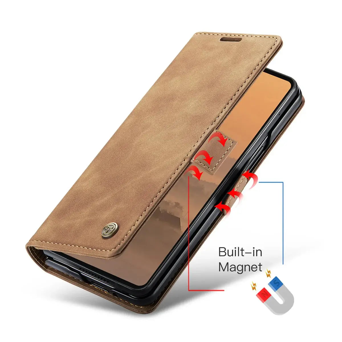 Buy Zipper Wallet Case for Galaxy Z Fold, Multi-Card Slots Leather Cover with Kickstand & 360° Full Protection - BERKELEY at Caseles-Samsung Galaxy Z Fold 7, BJM-Black