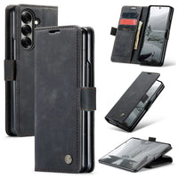 Buy Zipper Wallet Case for Galaxy Z Fold, Multi-Card Slots Leather Cover with Kickstand & 360° Full Protection - BERKELEY at Caseles-Samsung Galaxy Z Fold 7, BJM-Black