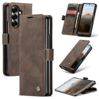Buy Zipper Wallet Case for Galaxy Z Fold, Multi-Card Slots Leather Cover with Kickstand & 360° Full Protection - BERKELEY at Caseles-Samsung Galaxy Z Fold 7, BJM-Coffee