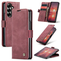 Buy Zipper Wallet Case for Galaxy Z Fold, Multi-Card Slots Leather Cover with Kickstand & 360° Full Protection - BERKELEY at Caseles-Samsung Galaxy Z Fold 7, BJM-Red