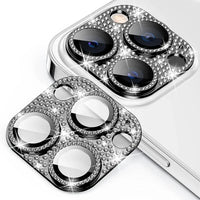 Buy Luxury Bling Diamond Camera Lens Protector for iPhone, Sparkle Glitter Alloy Cover, HD Clear 9H Tempered Glass, Ultra-Strong Suction, Aesthetic Protective Lens Sticker - BLING GLITTER LENS PROTECTOR at Caseles-iPhone 17 Pro Max, Black