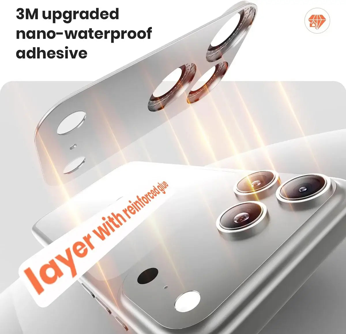 Buy Luxury Bling Diamond Camera Lens Protector for iPhone, Sparkle Glitter Alloy Cover, HD Clear 9H Tempered Glass, Ultra-Strong Suction, Aesthetic Protective Lens Sticker - BLING GLITTER LENS PROTECTOR at Caseles-iPhone 17 Pro Max, Silver