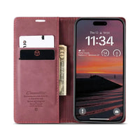 Buy Magnetic Flip Leather Card Wallet Case for iPhone, Kickstand & Drop Protection, BROOKS at Caseles-iPhone 17 Pro Max, BJM-Coffee
