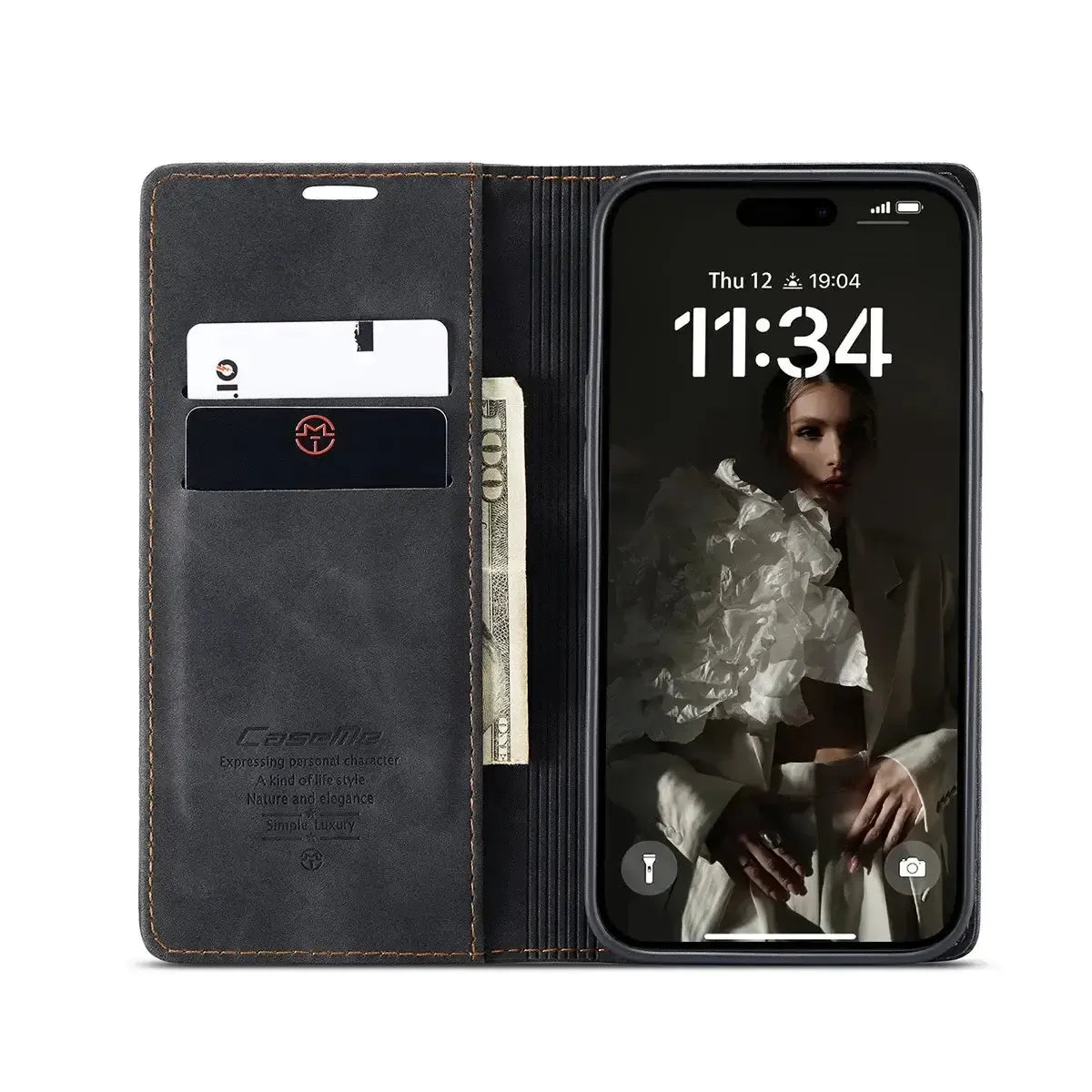 Buy Magnetic Flip Leather Card Wallet Case for iPhone, Kickstand & Drop Protection, BROOKS at Caseles-iPhone 17 Pro Max, BJM-Coffee