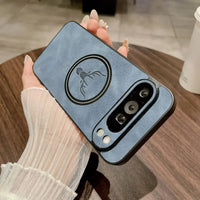 Buy Premium PU leather deer case with full protection and MagSafe wireless charging for Google Pixel – ADAM at Caseles-Google Pixel 9 Pro XL, Caribou-Dark Blue