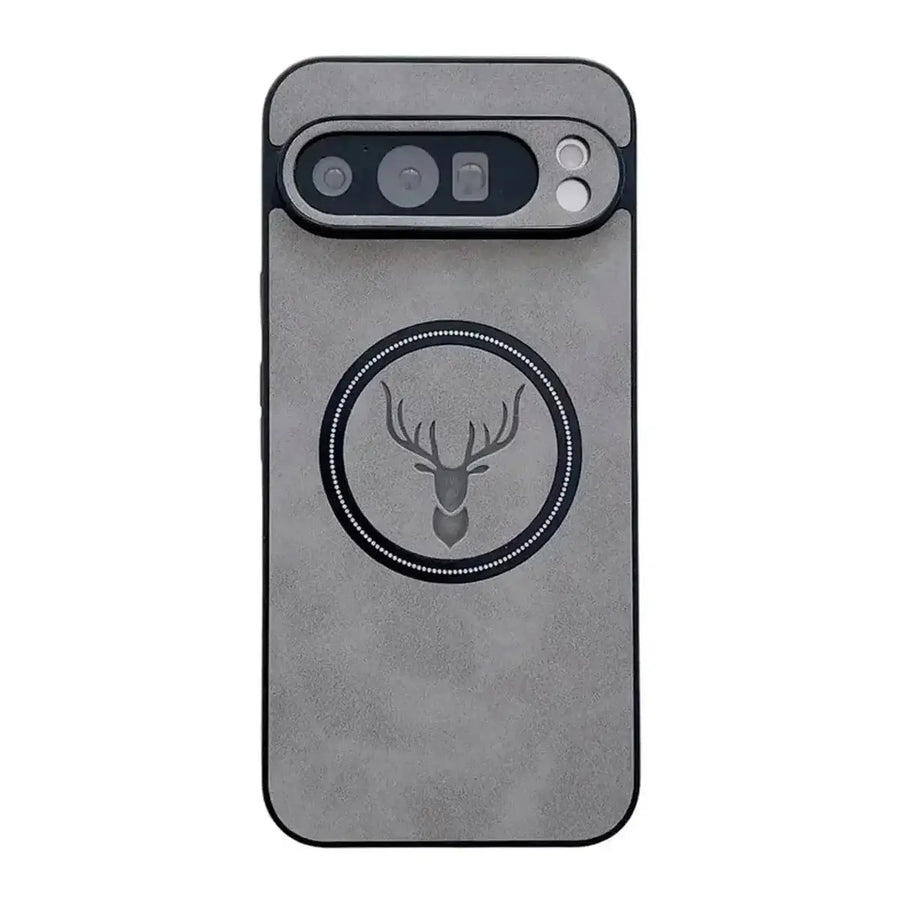 Buy Premium PU leather deer case with full protection and MagSafe wireless charging for Google Pixel – ADAM at Caseles-Google Pixel 9 Pro XL, Caribou-Dark Gray
