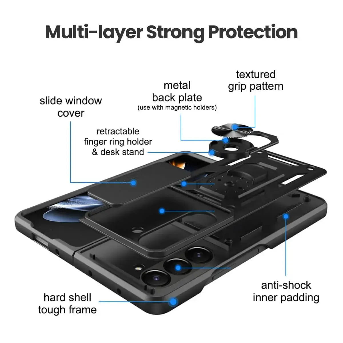 Buy Metal Waterproof Phone Case, with Built in Screen Protector, FullBody Protective Shockproof Heavy Duty Rugged Defender Cover,Carlos at Caseles-Samsung Galaxy A56 5G, Callum-Black