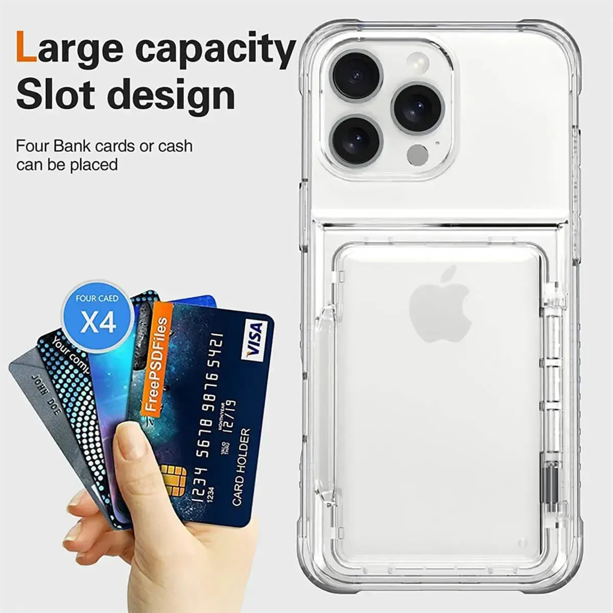 CLEAR MAGSAFE CASE FOR IPHONE WITH CARD HOLDER