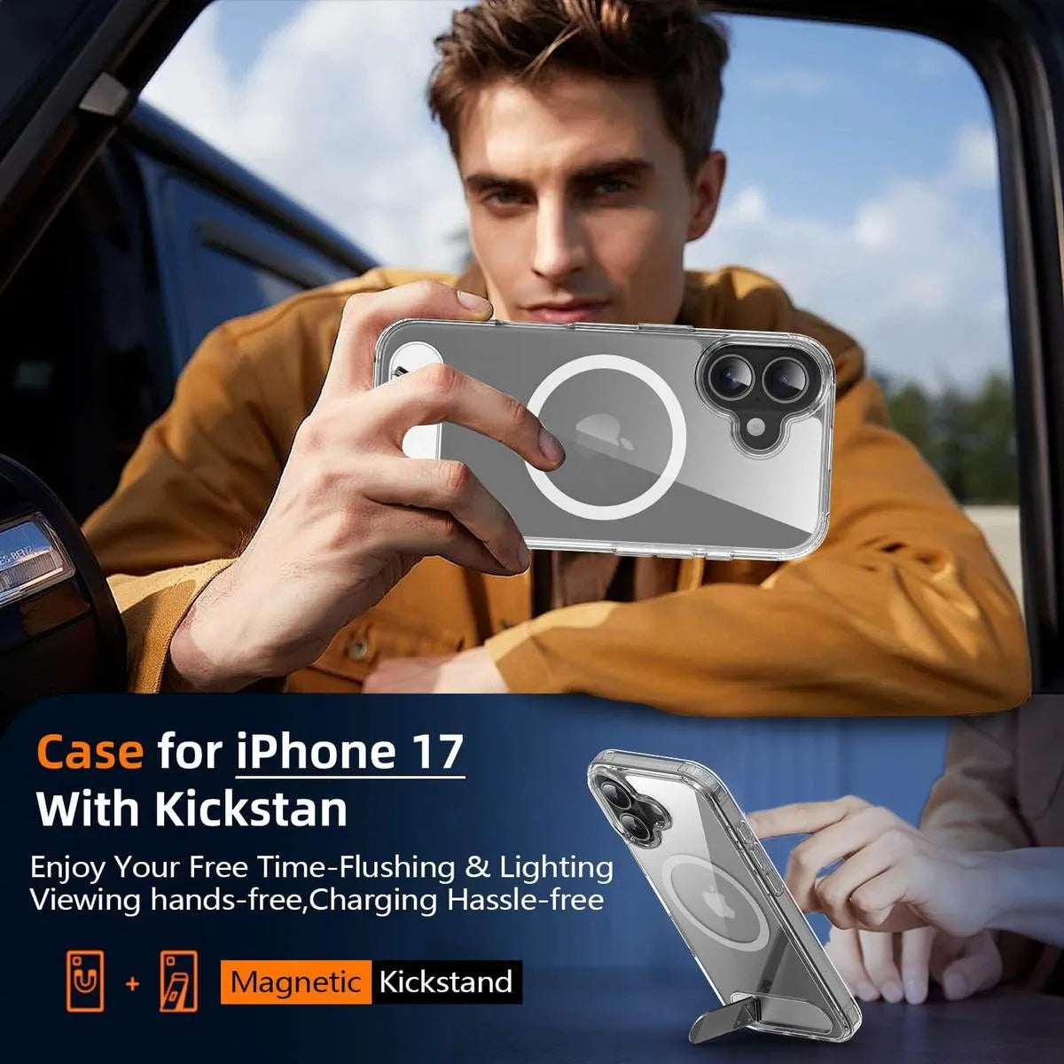 CLEAR MAGSAFE IPHONE CASE WITH STAND