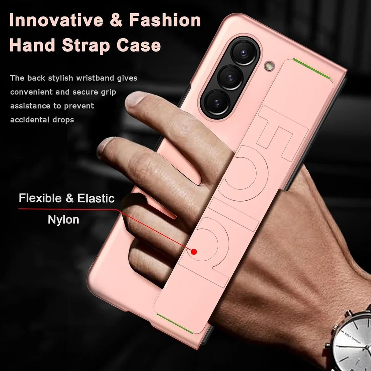Buy Heavy-Duty Protective Case with Spring-Assisted Hinge Cover, Integrated Hand Strap & Full-Body Defense - Cole at Caseles-Samsung Galaxy Z Fold 8 Ultra, Black