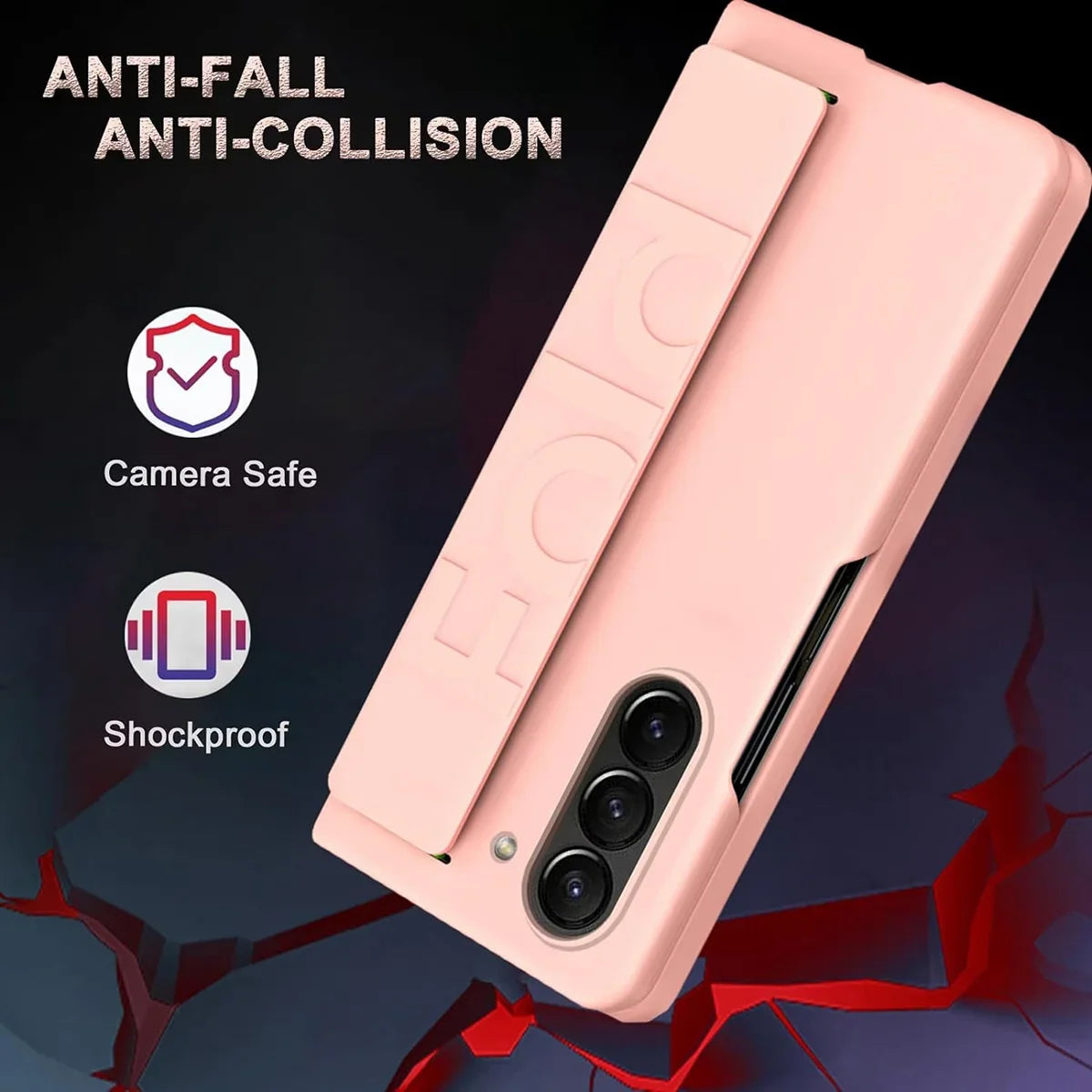 Buy Heavy-Duty Protective Case with Spring-Assisted Hinge Cover, Integrated Hand Strap & Full-Body Defense - Cole at Caseles-Samsung Galaxy Z Fold 8 Ultra, Black