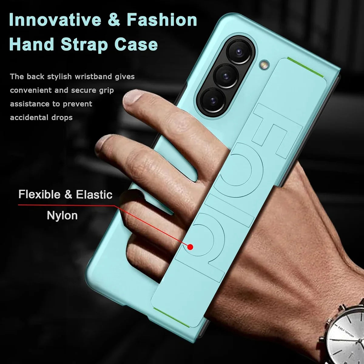 Buy Heavy-Duty Protective Case with Spring-Assisted Hinge Cover, Integrated Hand Strap & Full-Body Defense - Cole at Caseles-Samsung Galaxy Z Fold 8 Ultra, Black