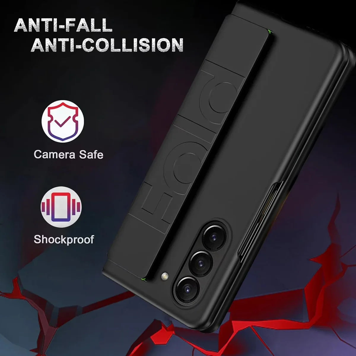 Buy Heavy-Duty Protective Case with Spring-Assisted Hinge Cover, Integrated Hand Strap & Full-Body Defense - Cole at Caseles-Samsung Galaxy Z Fold 8 Ultra, Black