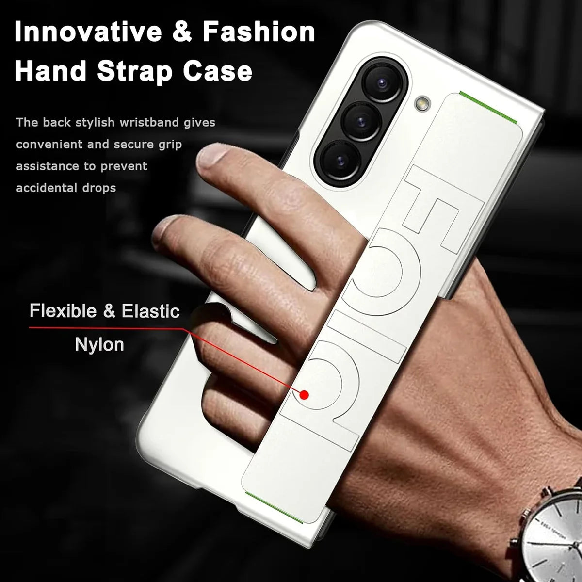 Buy Heavy-Duty Protective Case with Spring-Assisted Hinge Cover, Integrated Hand Strap & Full-Body Defense - Cole at Caseles-Samsung Galaxy Z Fold 8 Ultra, Black