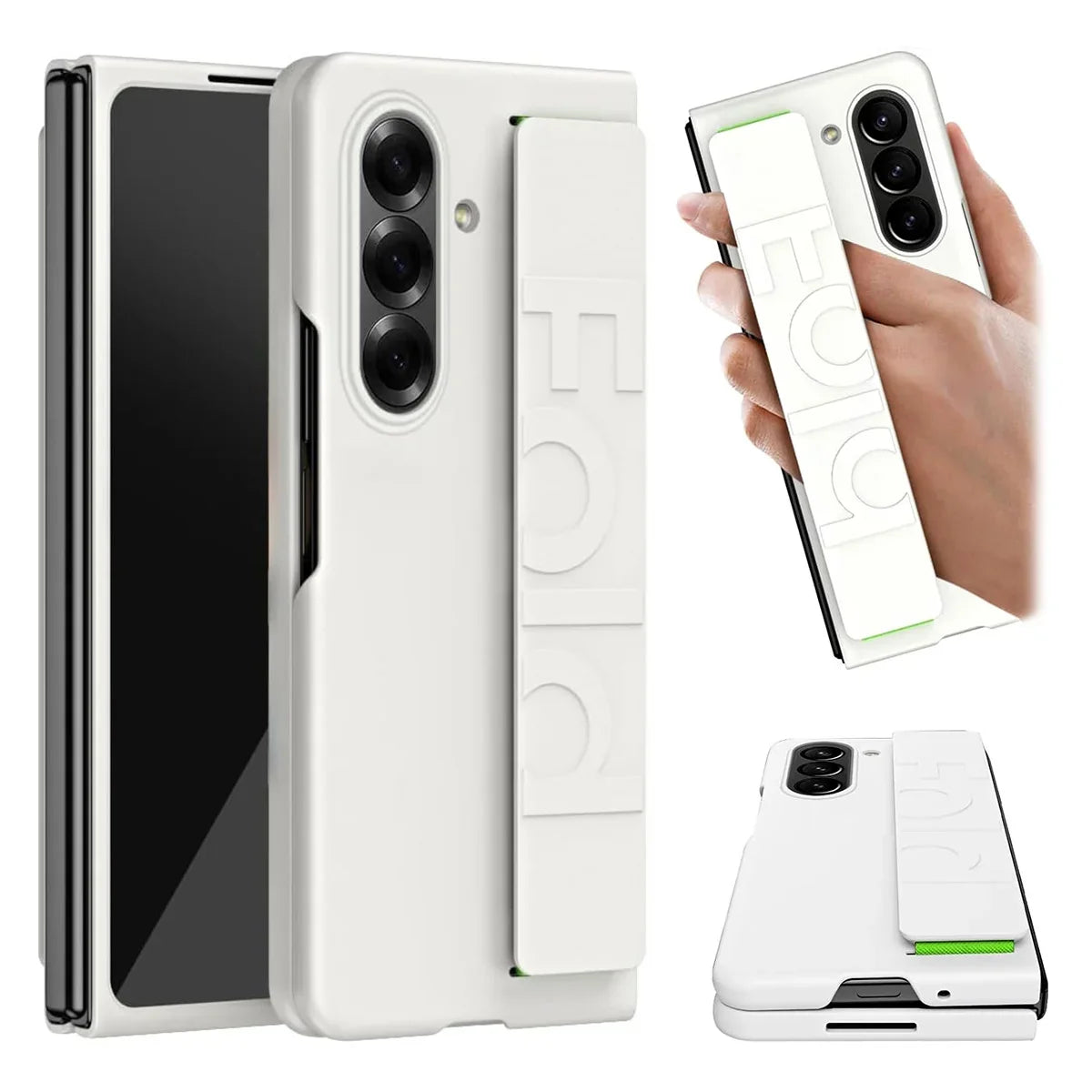 Buy Heavy-Duty Protective Case with Spring-Assisted Hinge Cover, Integrated Hand Strap & Full-Body Defense - Cole at Caseles-Samsung Galaxy Z Fold 8 Ultra, White