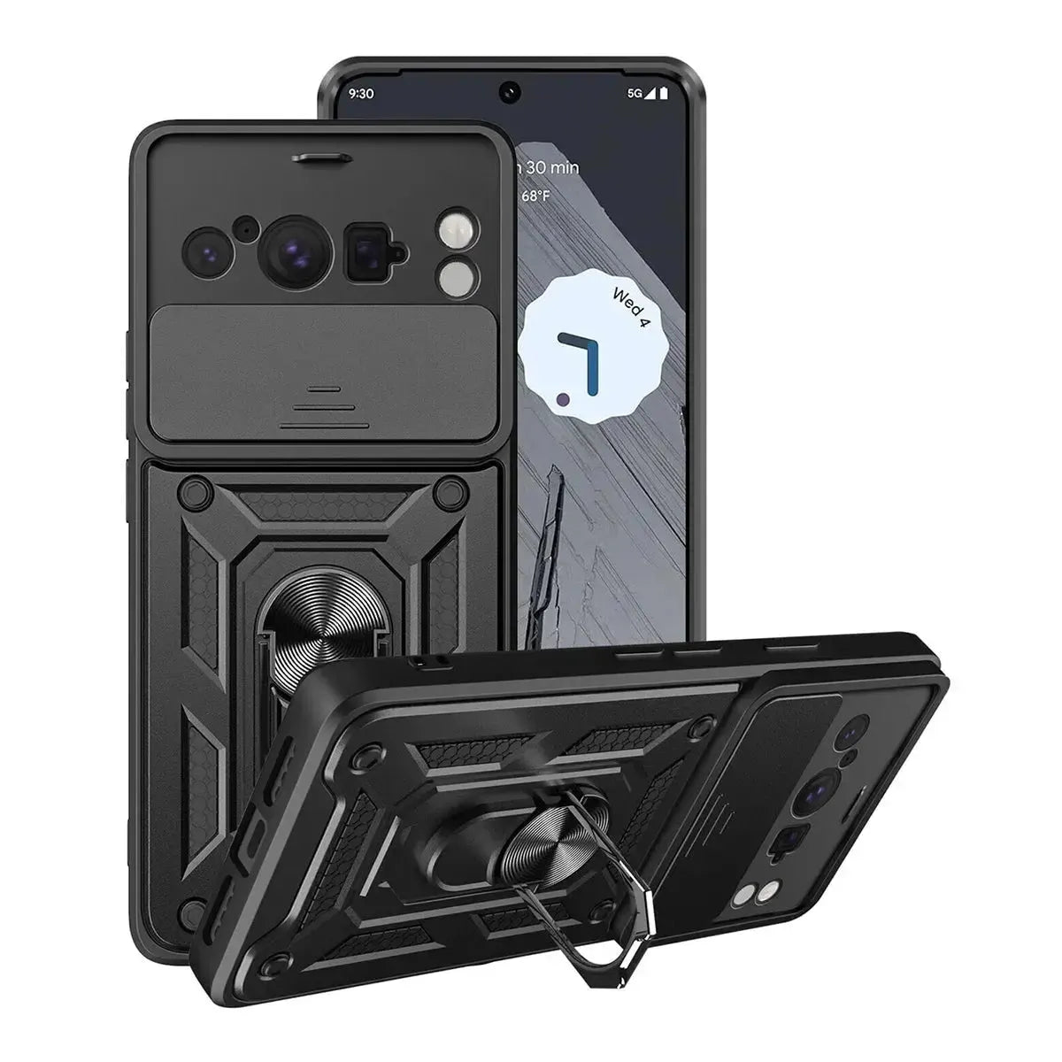 Buy Metal Heavy Duty Rugged Defender Cover For Pixel, with Built in Screen Protector, FullBody Protective Shockproof Heavy Duty Rugged Defender Cover,Colm at Caseles-Google Pixel 9 Pro XL, Black