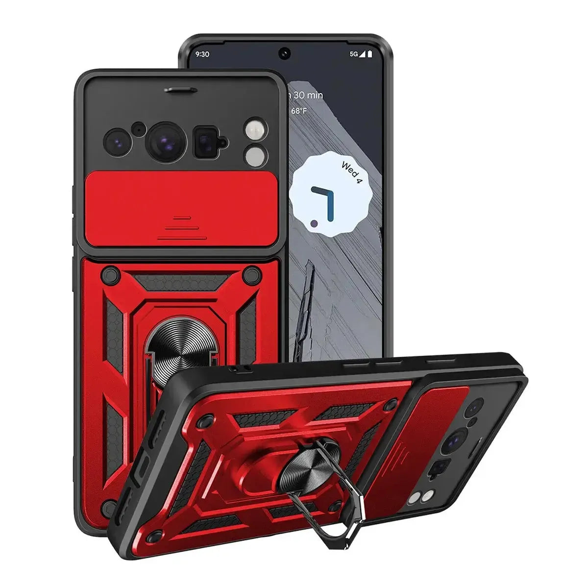 Buy Metal Heavy Duty Rugged Defender Cover For Pixel, with Built in Screen Protector, FullBody Protective Shockproof Heavy Duty Rugged Defender Cover,Colm at Caseles-Google Pixel 9 Pro XL, Red