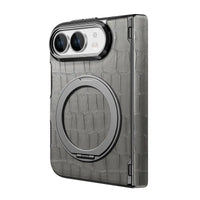 Buy Magnetic 360° Rotating Click Ring Stand Case with Dual-Axis Hinge Protection & Premium Vegan Leather - ORBIS at Caseles-iPhone Ultra, Blue