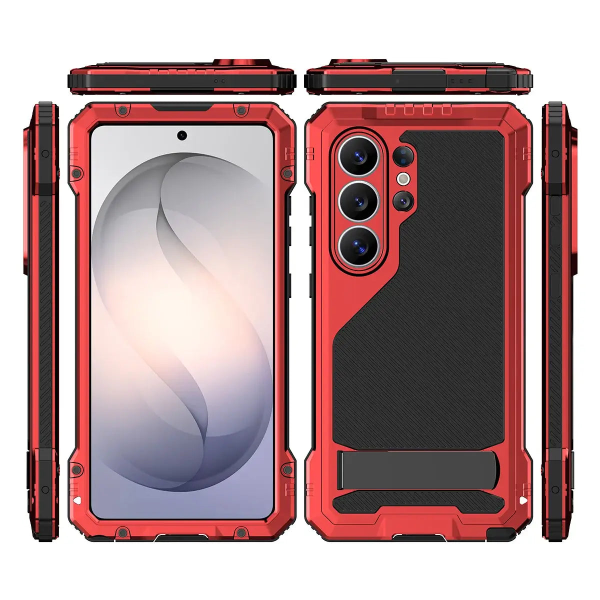 Buy Armor Series: Full-Wrap Metal Case for Samsung Galaxy S with Integrated Kickstand - DAMON at Caseles-Samsung Galaxy S26 Ultra, Black