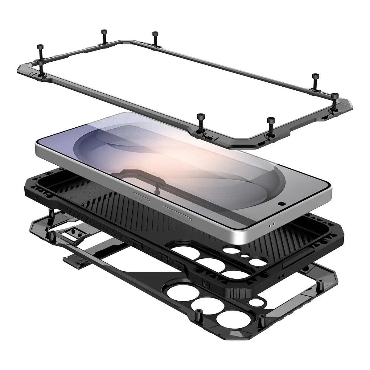 Buy Armor Series: Full-Wrap Metal Case for Samsung Galaxy S with Integrated Kickstand - DAMON at Caseles-Samsung Galaxy S26 Ultra, Black