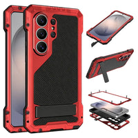 Buy Armor Series: Full-Wrap Metal Case for Samsung Galaxy S with Integrated Kickstand - DAMON at Caseles-Samsung Galaxy S26 Ultra, Red