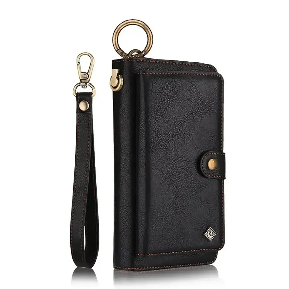 Buy Multi Functional Wallet Phone Case, 14 Card Slots 3 Purse 1 Zipper 1 Wrist Band 1 Metal Buckle, Wrist Strap Clutch Magnetic Detachable,Darell at Caseles-iPhone 17 Pro Max, Darell-Brown