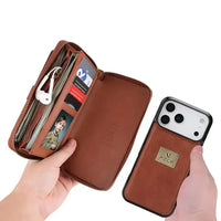 Buy Multi Functional Wallet Phone Case, 14 Card Slots 3 Purse 1 Zipper 1 Wrist Band 1 Metal Buckle, Wrist Strap Clutch Magnetic Detachable,Darell at Caseles-iPhone 17 Pro Max, Darell-Brown