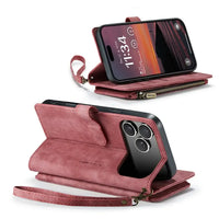 Buy Zipper Flip Folio Wallet Phone Case, Premium Leather Cover with Card Slots Cash Pocket Magnetic Closure and Kickstand,Devy at Caseles-iPhone 17 Pro Max, Khaki