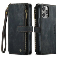 Buy Zipper Flip Folio Wallet Phone Case, Premium Leather Cover with Card Slots Cash Pocket Magnetic Closure and Kickstand,Devy at Caseles-iPhone 17 Pro Max, Khaki