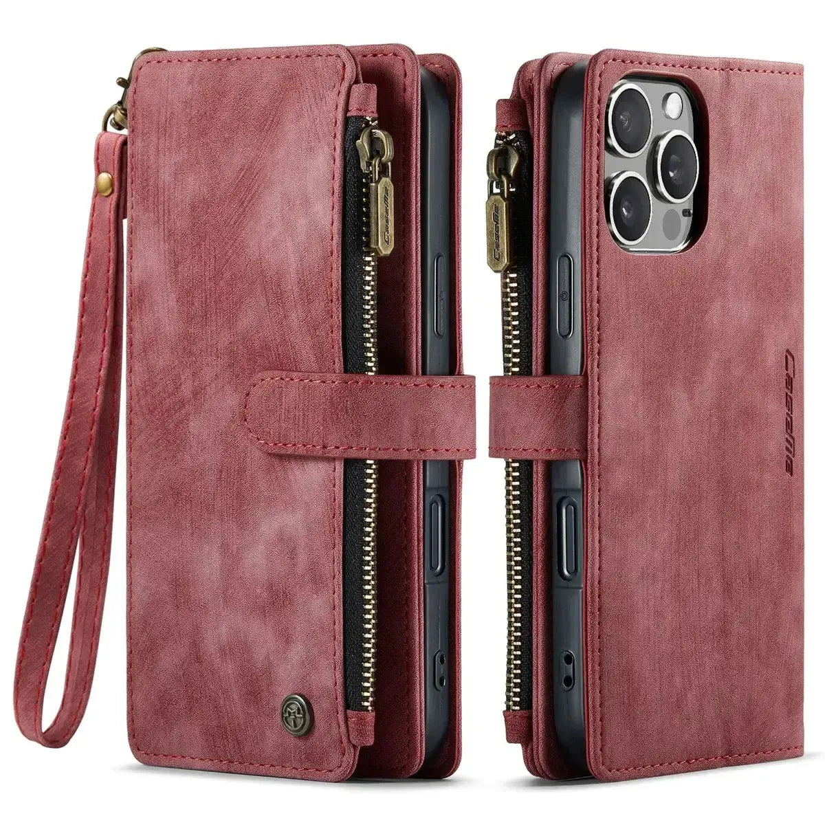 Buy Zipper Flip Folio Wallet Phone Case, Premium Leather Cover with Card Slots Cash Pocket Magnetic Closure and Kickstand,Devy at Caseles-iPhone 17 Pro Max, Khaki