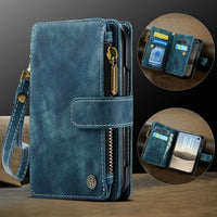 Buy Multifunctional Leather Wallet Case with Detachable Wristlet & Wireless Charging for iPhone Duo - Duran at Caseles-iPhone Duo, Khaki