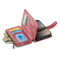 Buy Multifunctional Leather Wallet Case with Detachable Wristlet & Wireless Charging for iPhone Duo - Duran at Caseles-iPhone Duo, Khaki