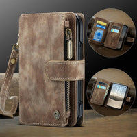 Buy Multifunctional Leather Wallet Case with Detachable Wristlet & Wireless Charging for iPhone Duo - Duran at Caseles-iPhone Duo, Khaki