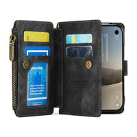 Buy Multifunctional Leather Wallet Case with Detachable Wristlet & Wireless Charging for iPhone Duo - Duran at Caseles-iPhone Duo, Khaki
