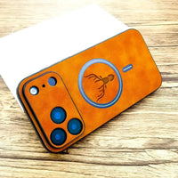 Buy Luxury PU Leather Deer Case For Magsafe Wireless Charge Full Cover,Elk at Caseles-iPhone 17 Pro Max, Elk-DarkBrown