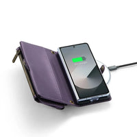 Buy Zipper Wallet Phone Case, RFID Blocking, Leather, Card Slots, for Samsung Galaxy at Caseles-Samsung Galaxy Z Fold 7, Aurora-Purple