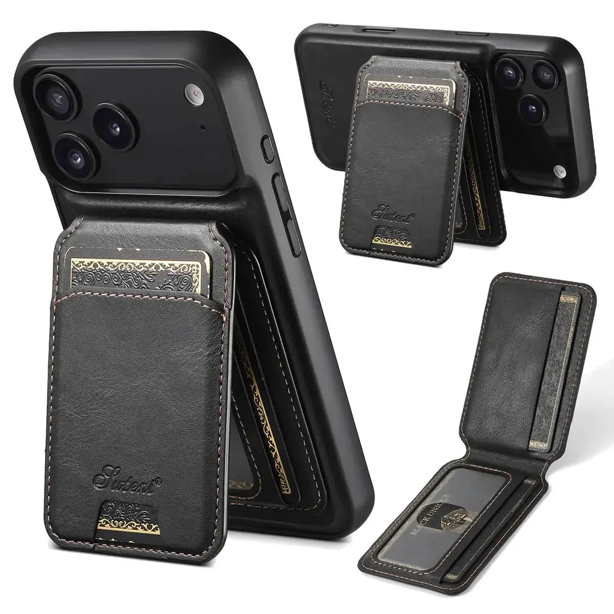Buy Full Coverage Protection, Leather Phone case, Phone Stander, Card Holder Wallet Case,Francis at Caseles-iPhone 17 Pro Max, Francis-Black