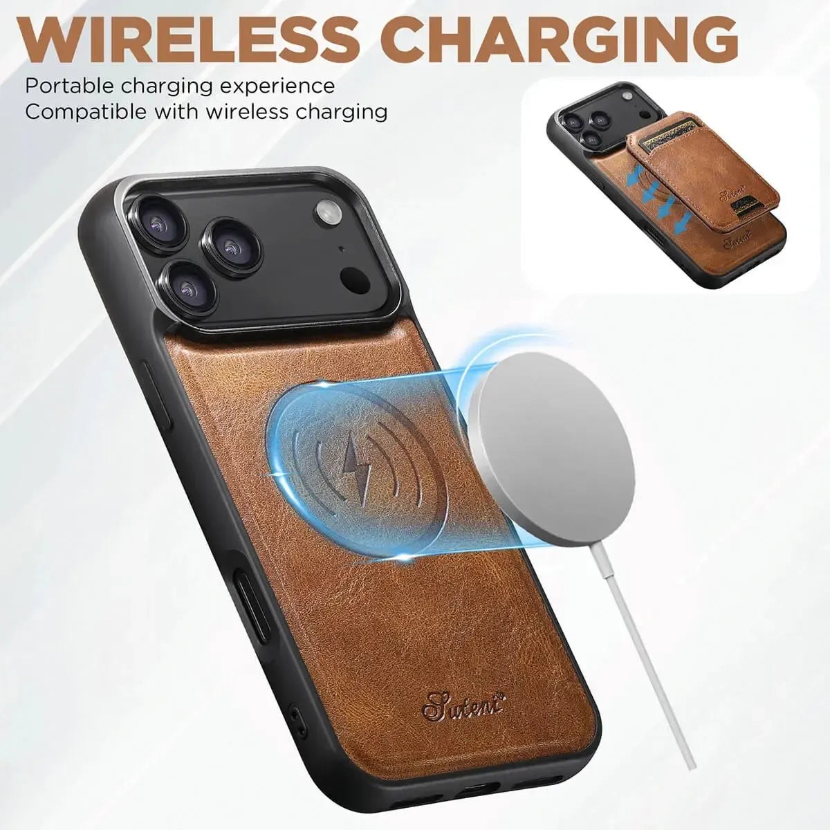 Buy Full Coverage Protection, Leather Phone case, Phone Stander, Card Holder Wallet Case,Francis at Caseles-iPhone 17 Pro Max, Francis-Coffee